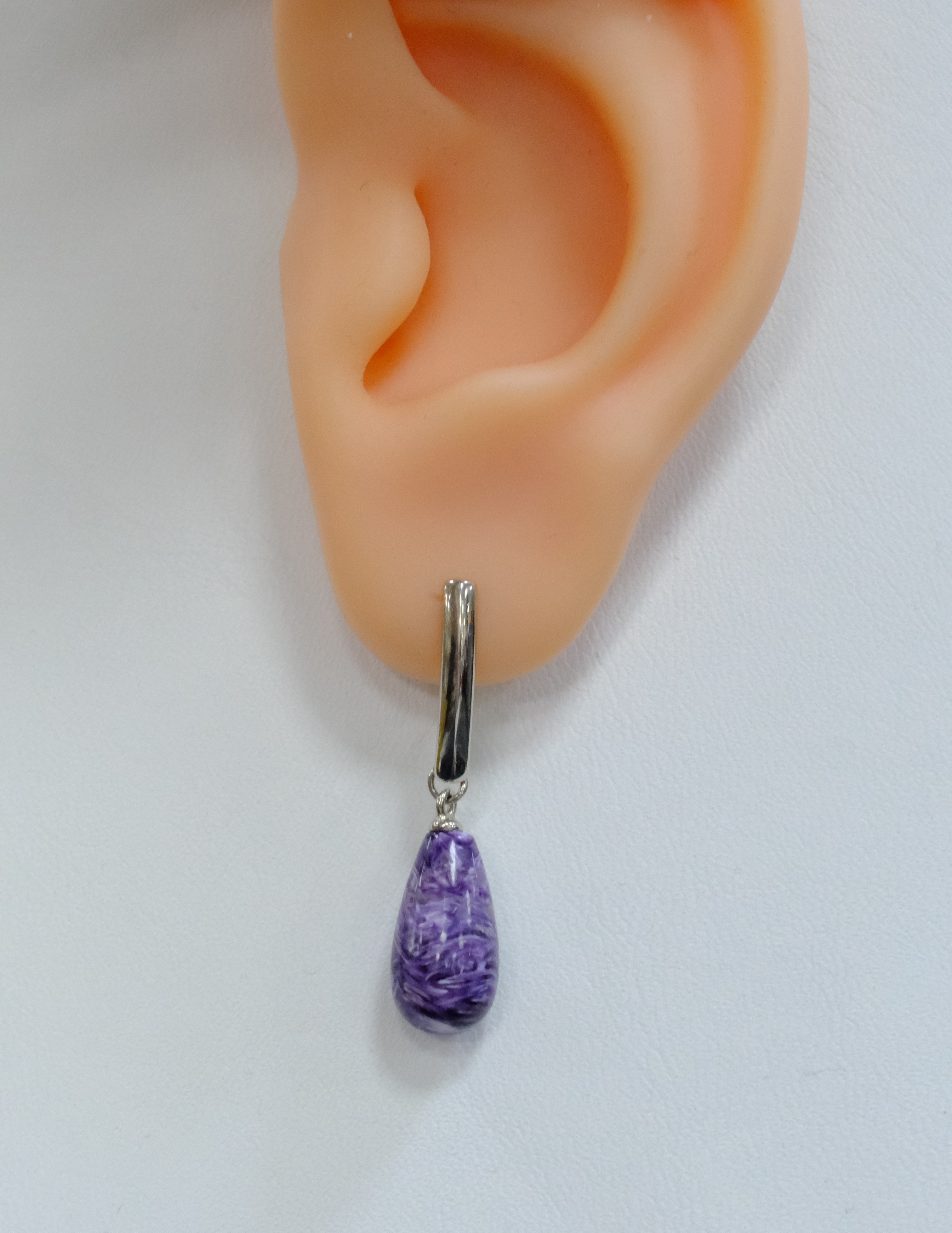 Серебряные серьги с чароитами